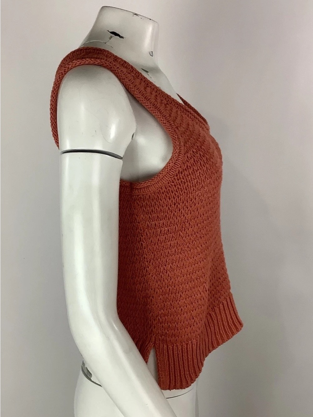 Madewell Sz S Fairview Heavy Knit Pullover Casual Sweater Tank Rust Red Top - Picture 3 of 6